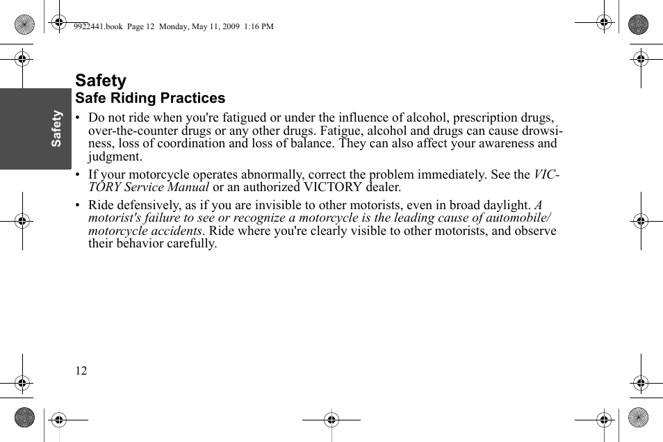 Safety | Polaris 2010 Victory Victory Vision 8-Ball User Manual | Page 16 / 334