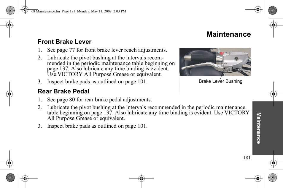 Maintenance | Polaris 2010 Victory Victory Vision 8-Ball User Manual | Page 185 / 334