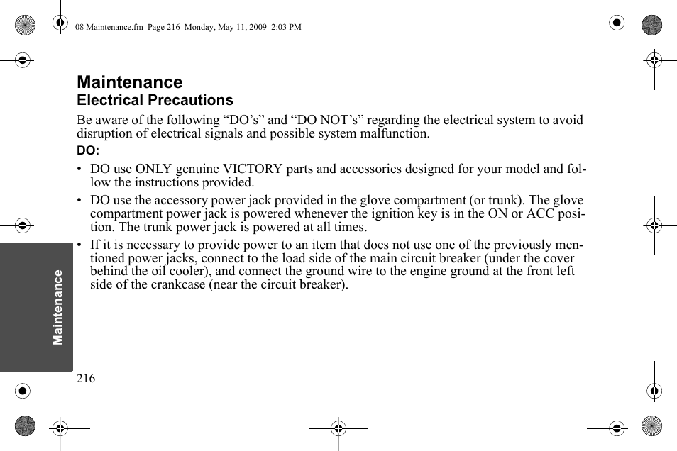 Maintenance | Polaris 2010 Victory Victory Vision 8-Ball User Manual | Page 220 / 334