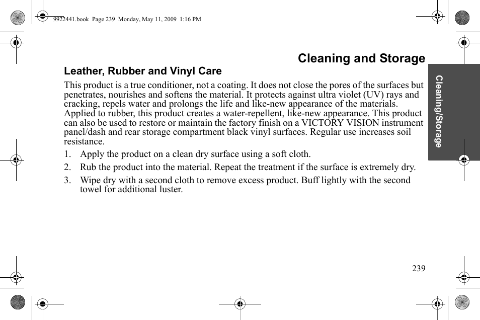 Cleaning and storage | Polaris 2010 Victory Victory Vision 8-Ball User Manual | Page 243 / 334