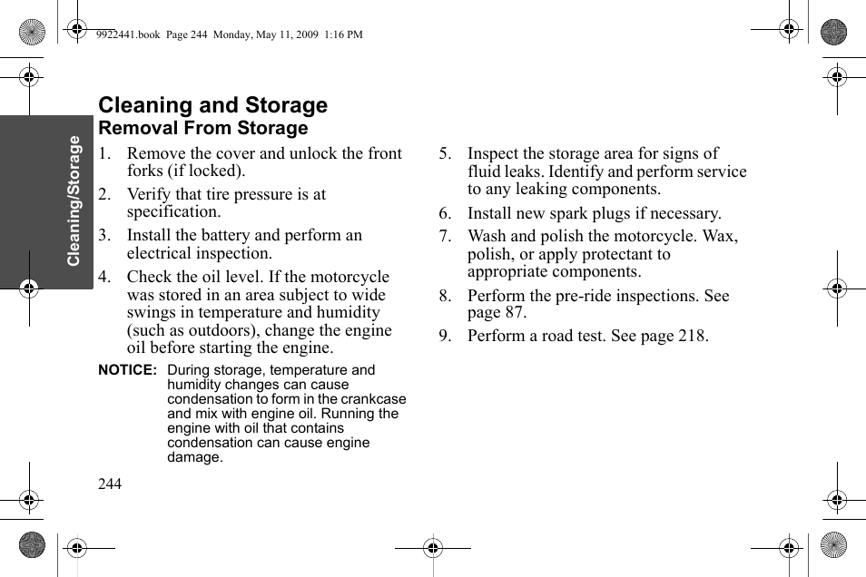 Cleaning and storage | Polaris 2010 Victory Victory Vision 8-Ball User Manual | Page 248 / 334