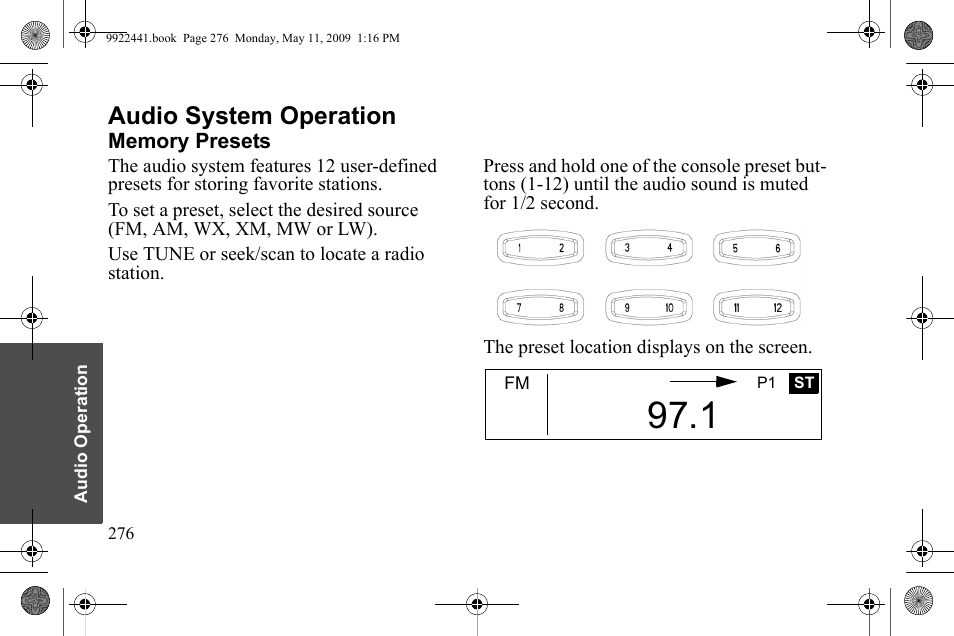 Audio system operation | Polaris 2010 Victory Victory Vision 8-Ball User Manual | Page 280 / 334
