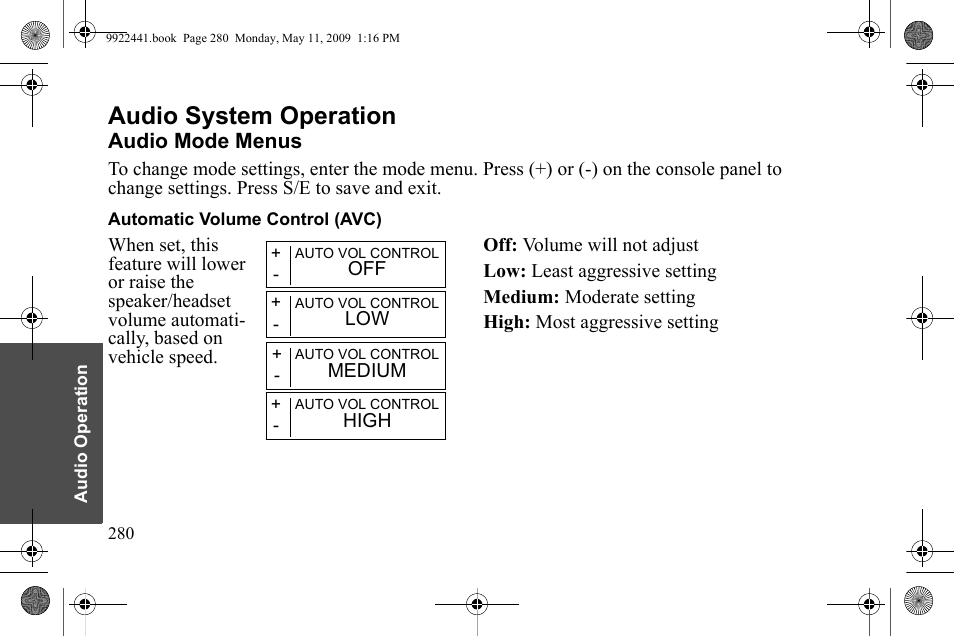 Audio system operation | Polaris 2010 Victory Victory Vision 8-Ball User Manual | Page 284 / 334