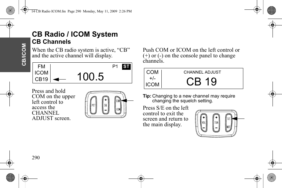 Cb 19, Cb radio / icom system | Polaris 2010 Victory Victory Vision 8-Ball User Manual | Page 294 / 334