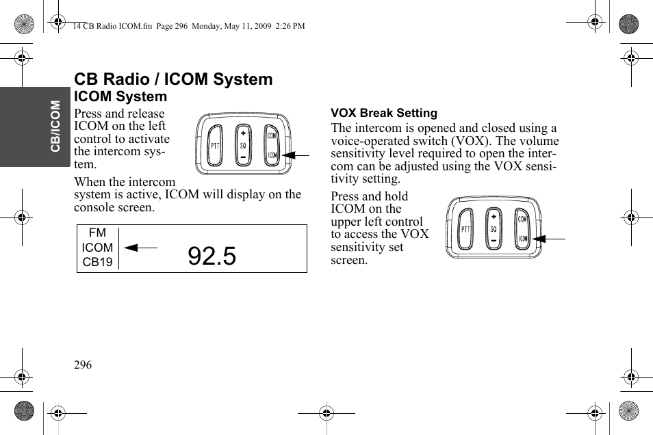 Cb radio / icom system | Polaris 2010 Victory Victory Vision 8-Ball User Manual | Page 300 / 334
