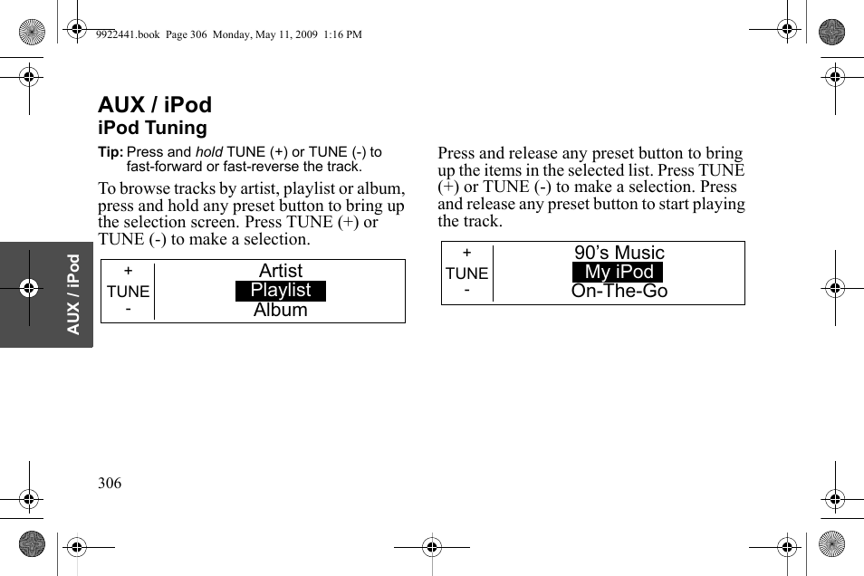 Aux / ipod | Polaris 2010 Victory Victory Vision 8-Ball User Manual | Page 310 / 334