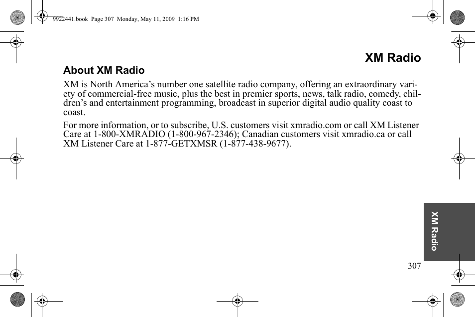 Xm radio | Polaris 2010 Victory Victory Vision 8-Ball User Manual | Page 311 / 334