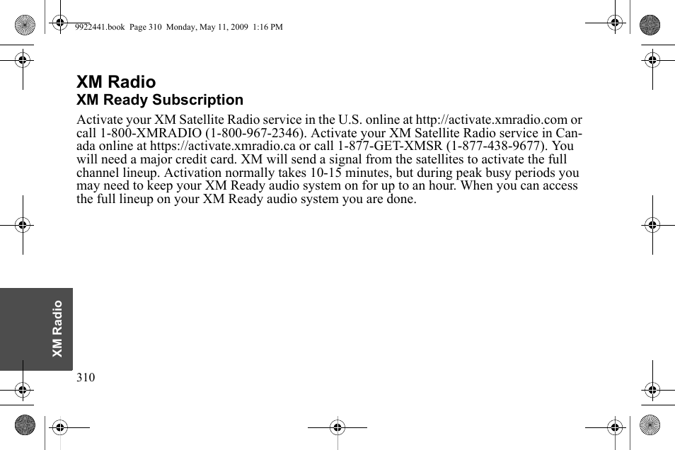 Xm radio | Polaris 2010 Victory Victory Vision 8-Ball User Manual | Page 314 / 334