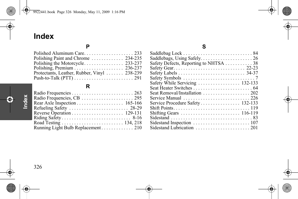 Index | Polaris 2010 Victory Victory Vision 8-Ball User Manual | Page 330 / 334