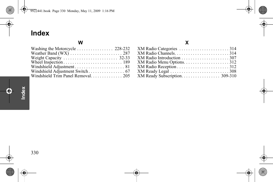 Index | Polaris 2010 Victory Victory Vision 8-Ball User Manual | Page 334 / 334