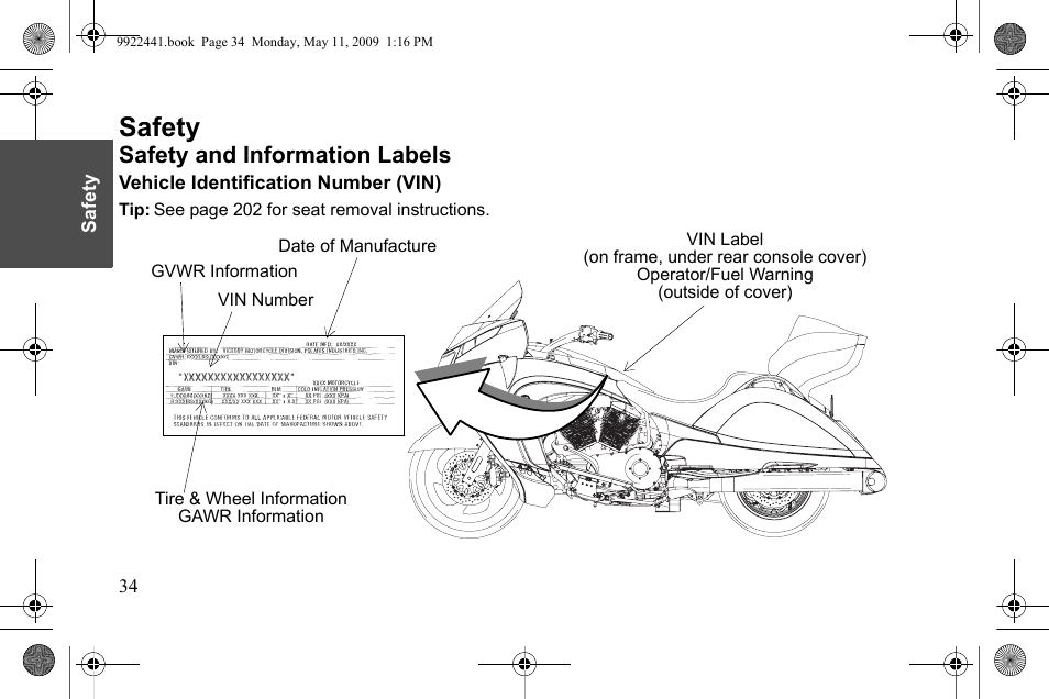 Safety, Safety and information labels | Polaris 2010 Victory Victory Vision 8-Ball User Manual | Page 38 / 334
