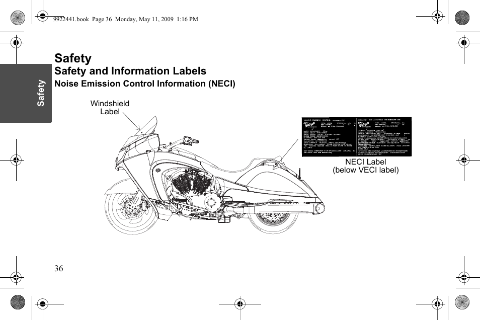 Safety, Safety and information labels | Polaris 2010 Victory Victory Vision 8-Ball User Manual | Page 40 / 334