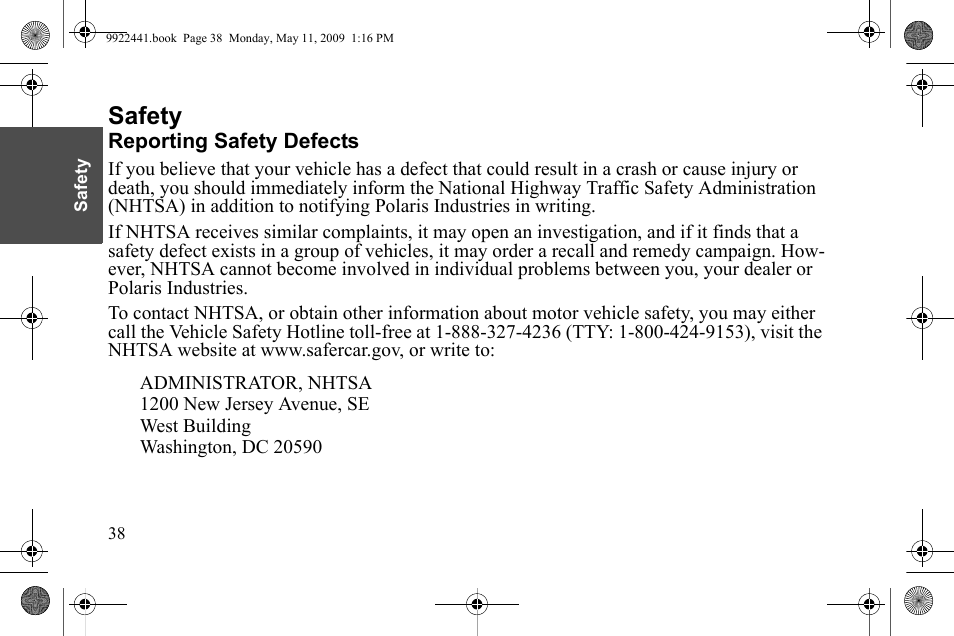 Safety | Polaris 2010 Victory Victory Vision 8-Ball User Manual | Page 42 / 334