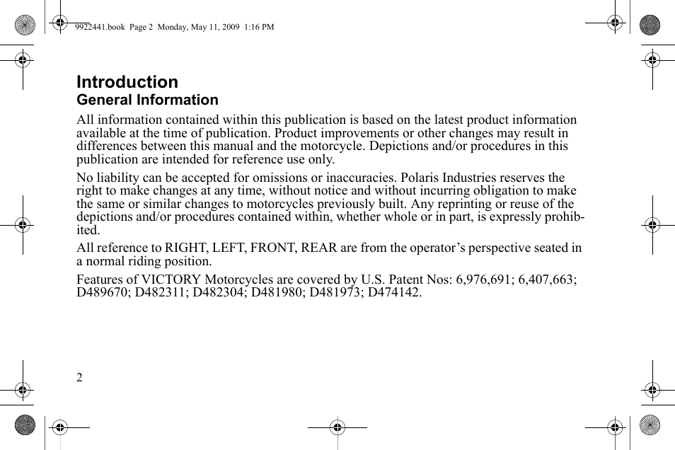 Introduction | Polaris 2010 Victory Victory Vision 8-Ball User Manual | Page 6 / 334
