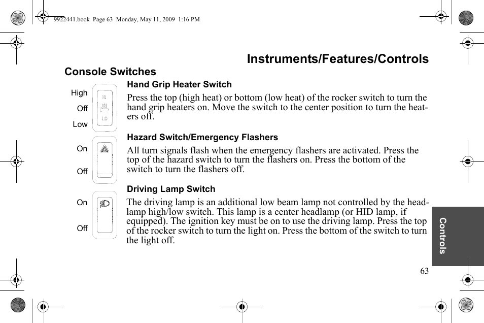 Instruments/features/controls | Polaris 2010 Victory Victory Vision 8-Ball User Manual | Page 67 / 334