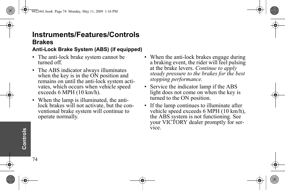 Instruments/features/controls | Polaris 2010 Victory Victory Vision 8-Ball User Manual | Page 78 / 334
