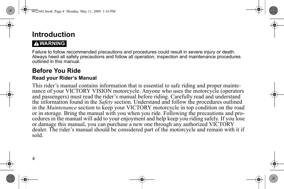 Introduction | Polaris 2010 Victory Victory Vision 8-Ball User Manual | Page 8 / 334