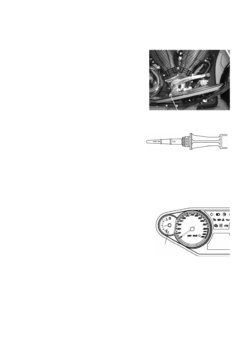 Pre-ride inspections, Engine oil level, Fuel level | Polaris 2016 Victory Cross Country User Manual | Page 38 / 162