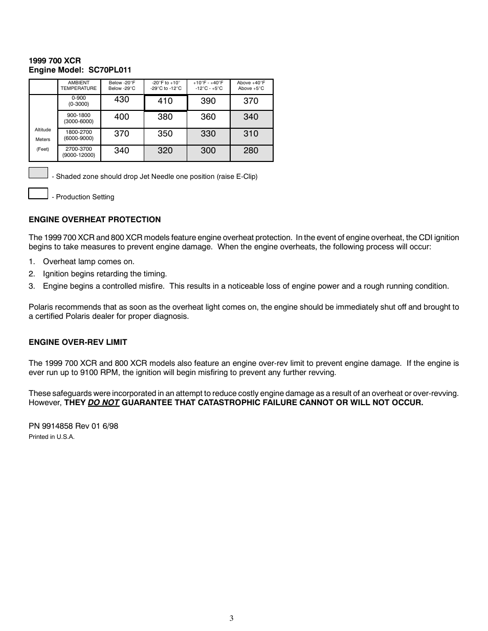 Polaris 1999 700 XCR User Manual | Page 3 / 4