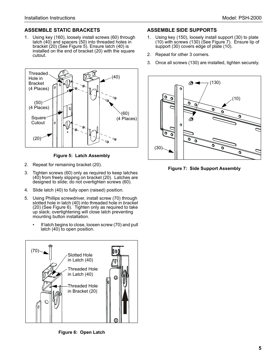 Chief Manufacturing PSH-2000 User Manual | Page 5 / 8
