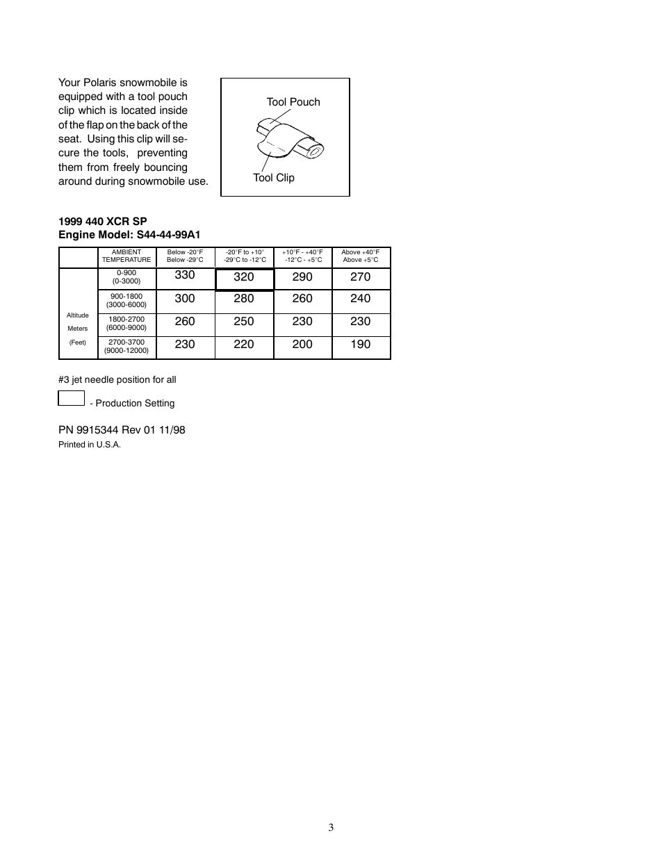 Polaris 1999 440 XCR SP User Manual | Page 3 / 4