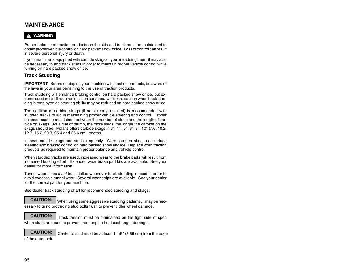 Maintenance | Polaris 2000 Universal Snowmobile User Manual | Page 101 / 154