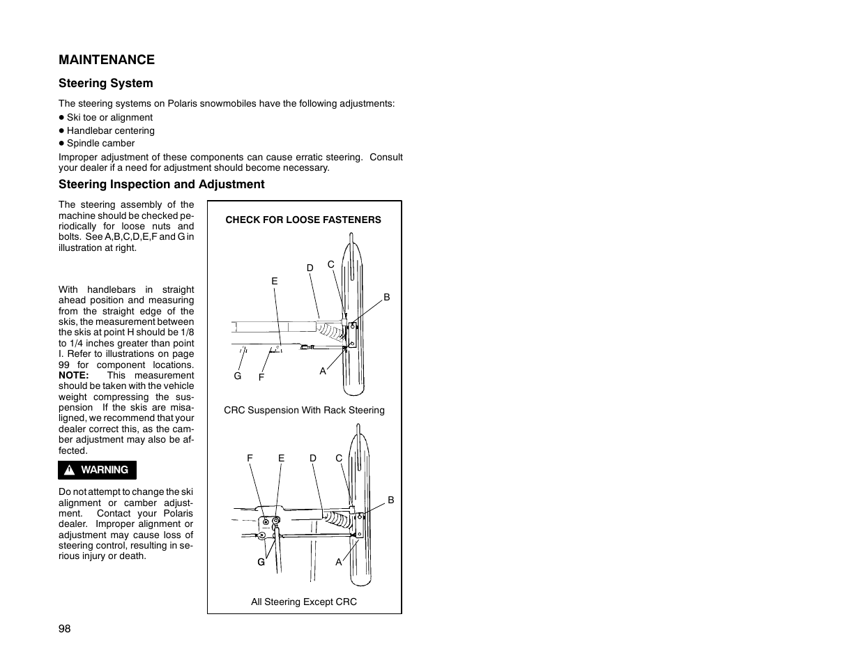 Maintenance | Polaris 2000 Universal Snowmobile User Manual | Page 103 / 154