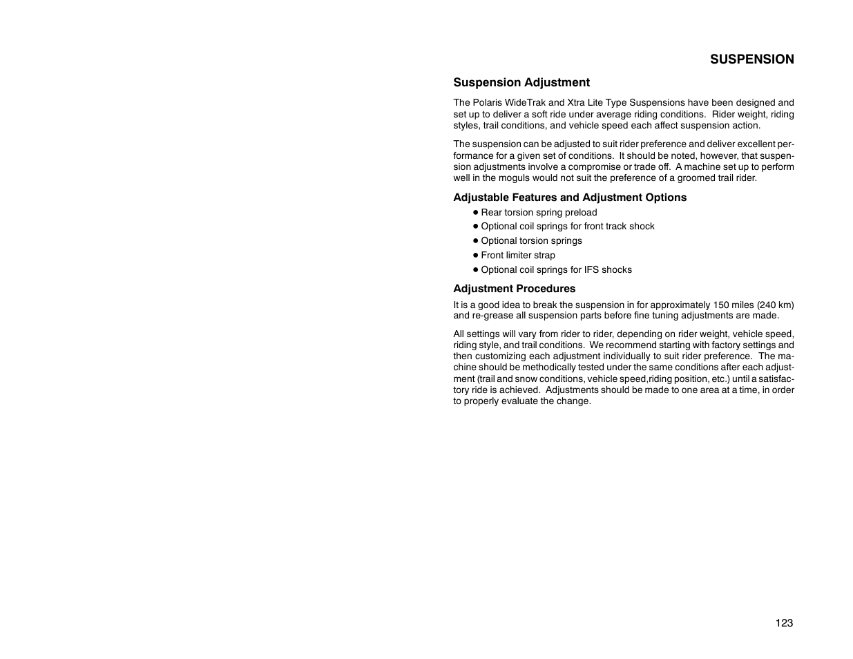 Suspension | Polaris 2000 Universal Snowmobile User Manual | Page 128 / 154