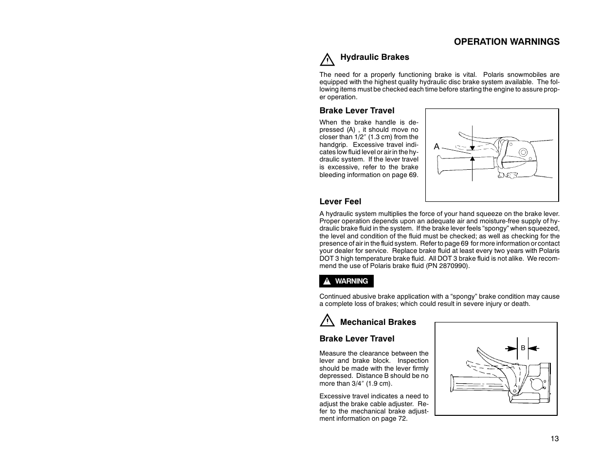 Polaris 2000 Universal Snowmobile User Manual | Page 18 / 154