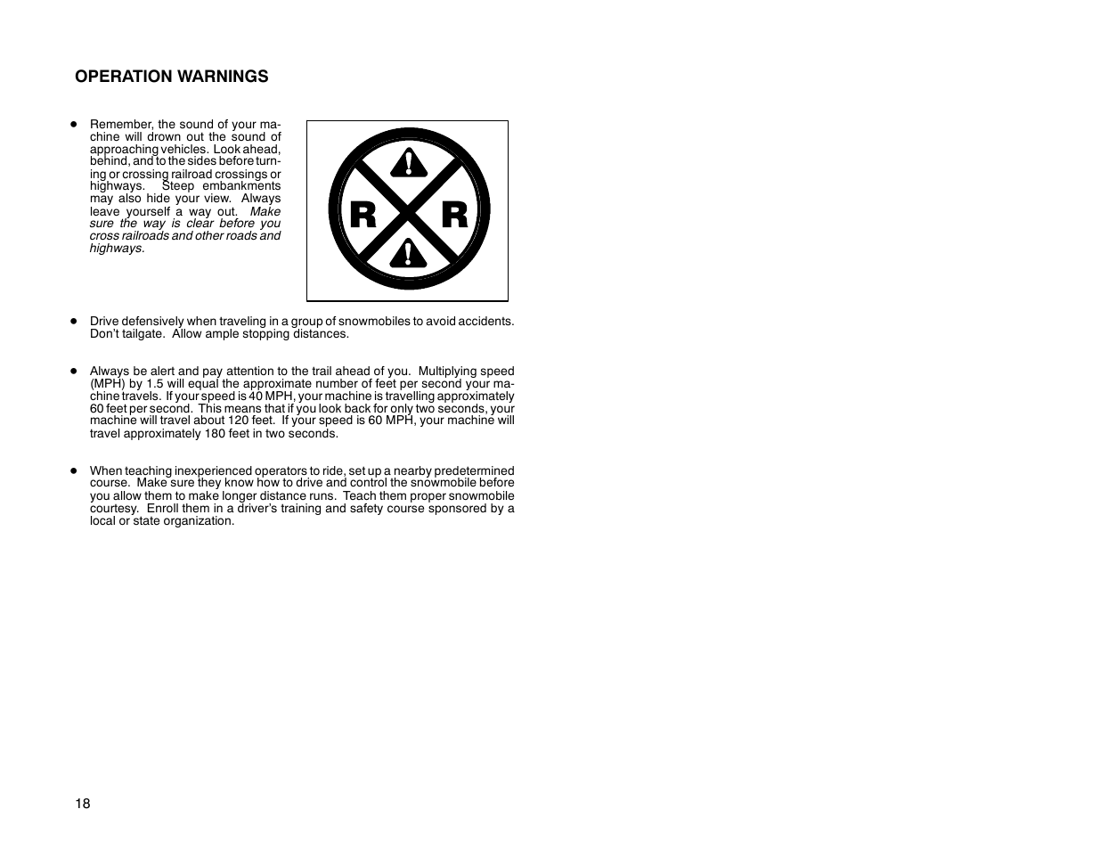 Operation warnings | Polaris 2000 Universal Snowmobile User Manual | Page 23 / 154