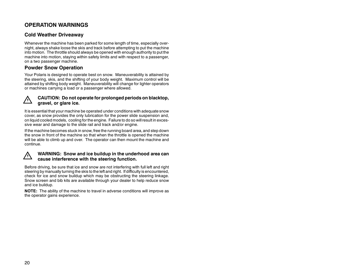 Polaris 2000 Universal Snowmobile User Manual | Page 25 / 154