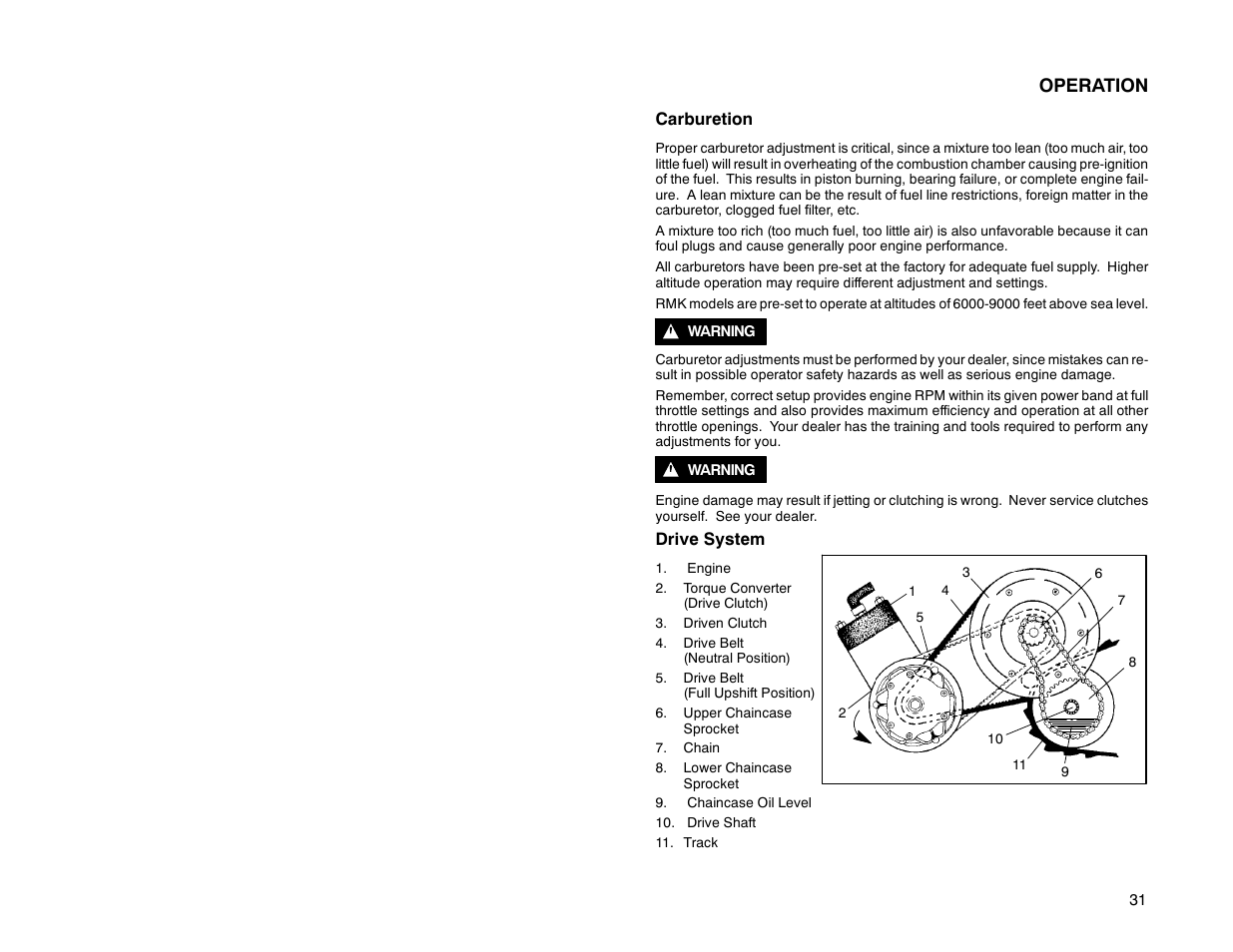 Operation | Polaris 2000 Universal Snowmobile User Manual | Page 36 / 154