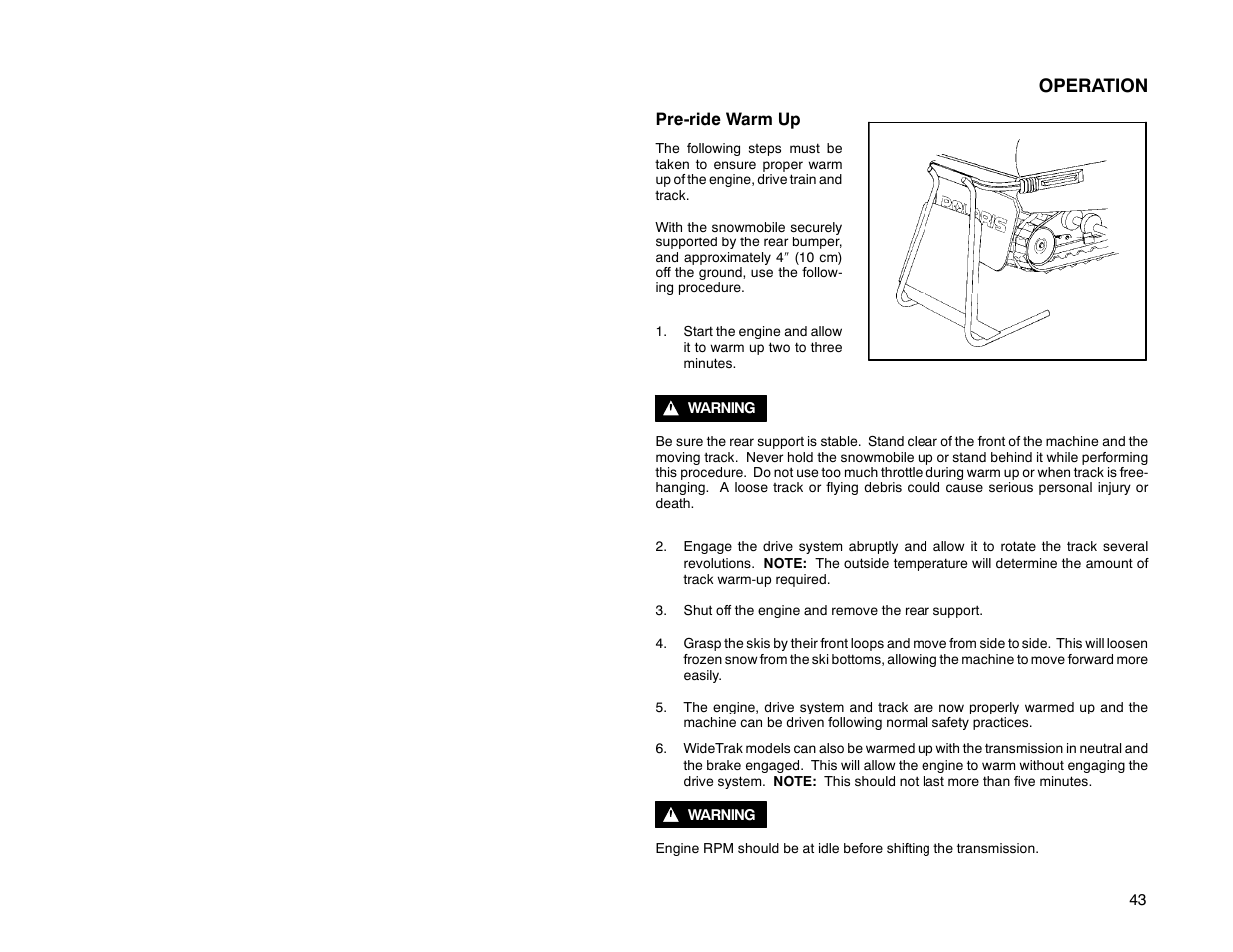 Operation | Polaris 2000 Universal Snowmobile User Manual | Page 48 / 154