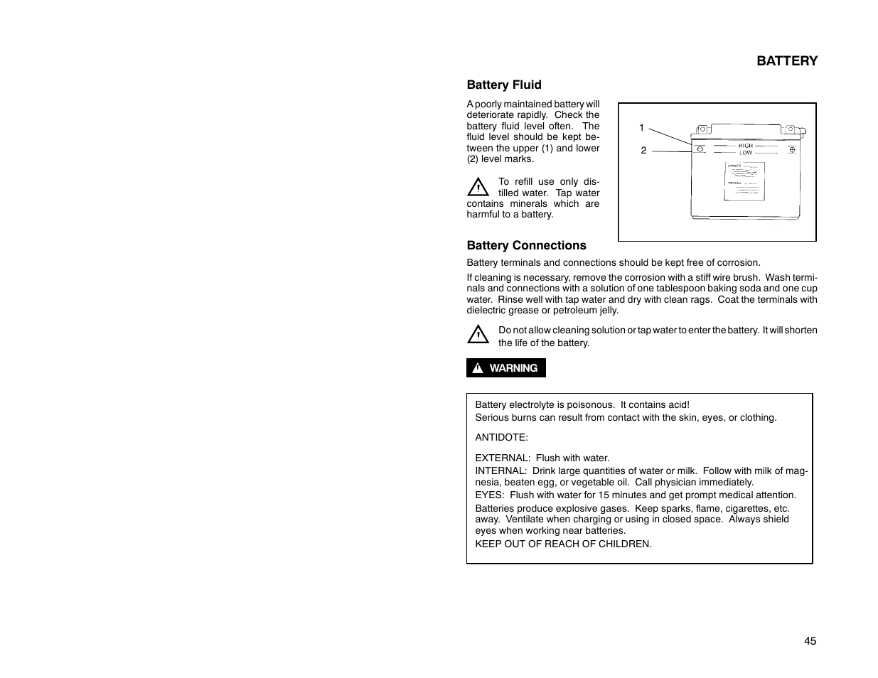Battery | Polaris 2000 Universal Snowmobile User Manual | Page 50 / 154