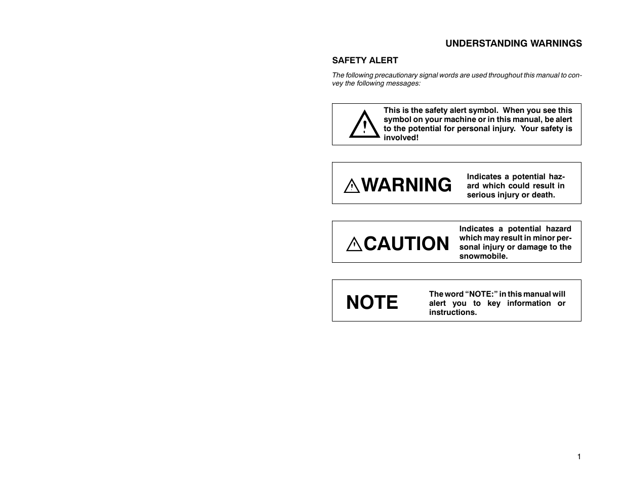 Warning, Caution | Polaris 2000 Universal Snowmobile User Manual | Page 6 / 154