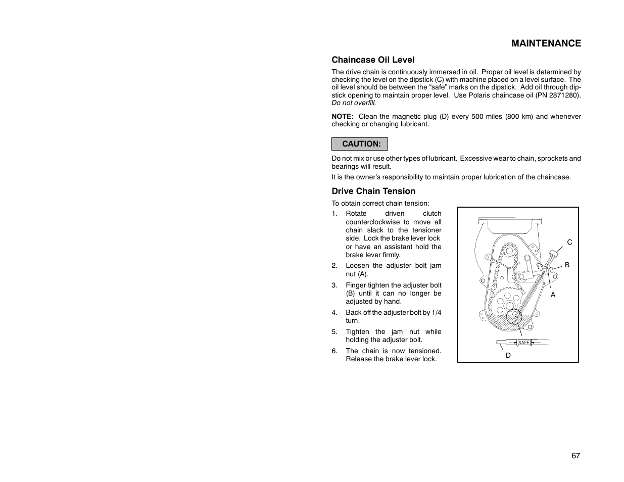 Maintenance | Polaris 2000 Universal Snowmobile User Manual | Page 72 / 154