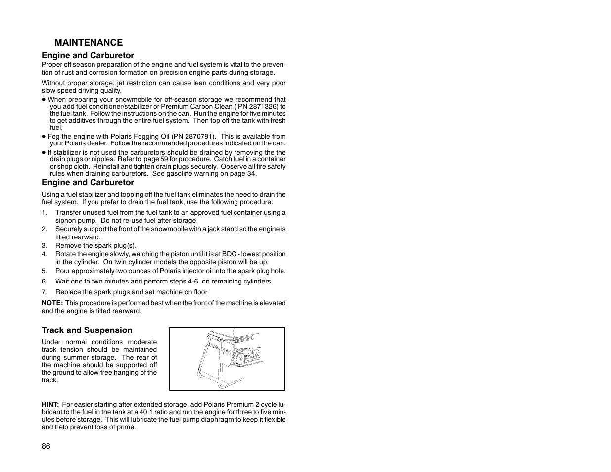 Maintenance | Polaris 2000 Universal Snowmobile User Manual | Page 91 / 154