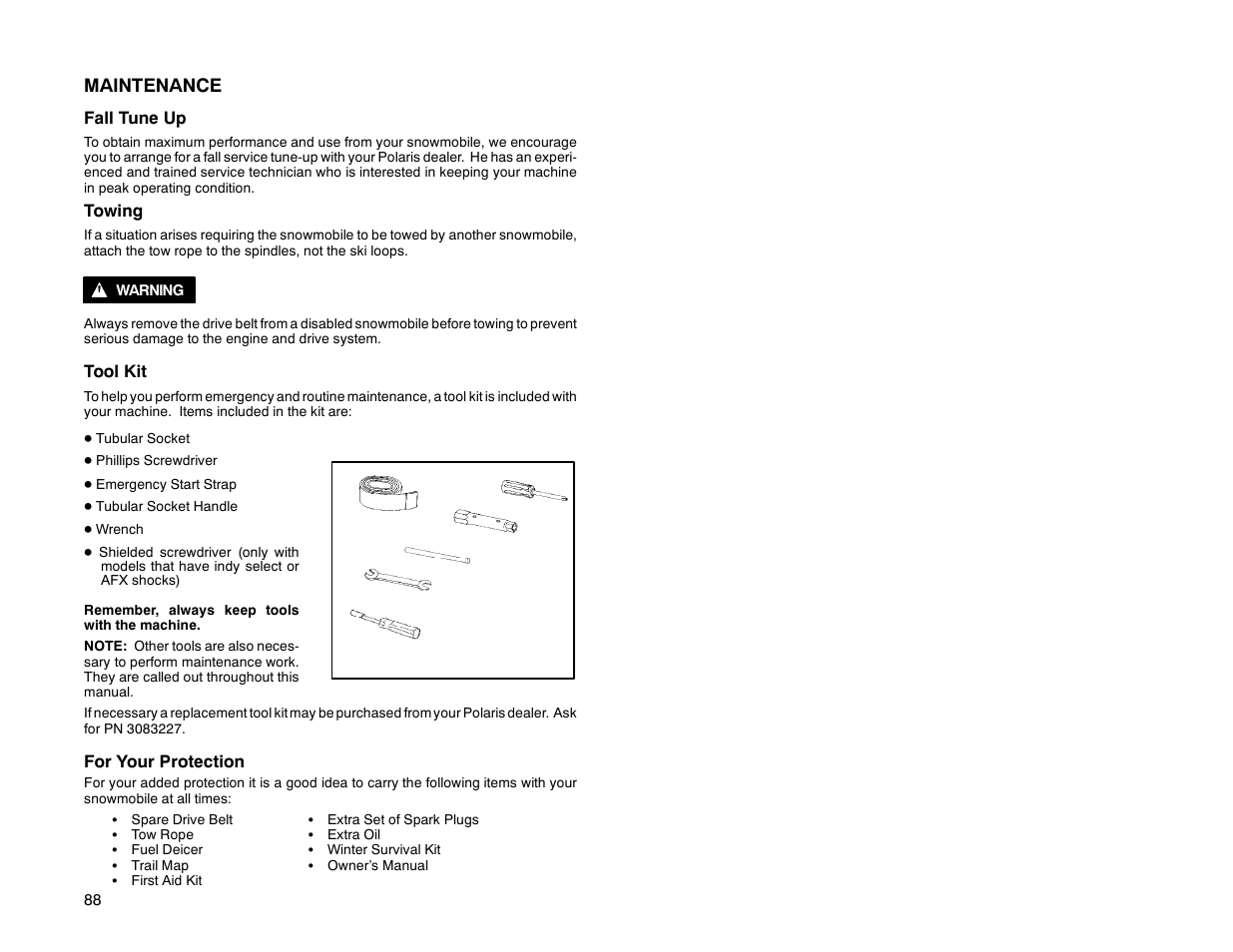Maintenance | Polaris 2000 Universal Snowmobile User Manual | Page 93 / 154