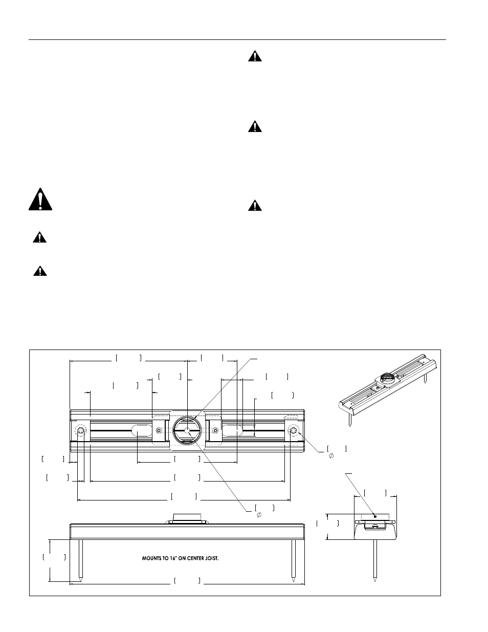 Disclaimer, Important warnings and cautions, Dimensions | Chief Manufacturing CMS390 User Manual | Page 2 / 6