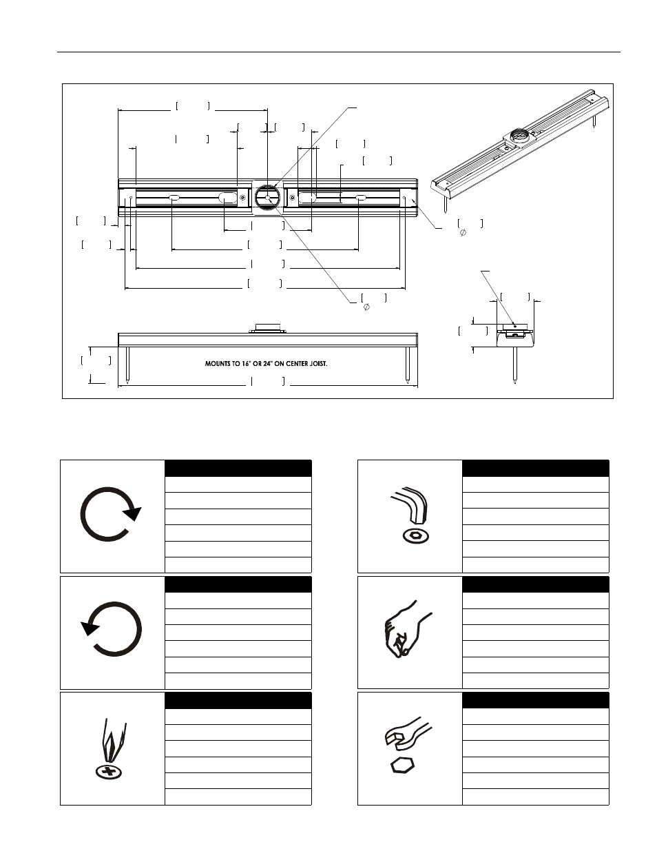 Dimensions...cont’d, Legend | Chief Manufacturing CMS390 User Manual | Page 3 / 6