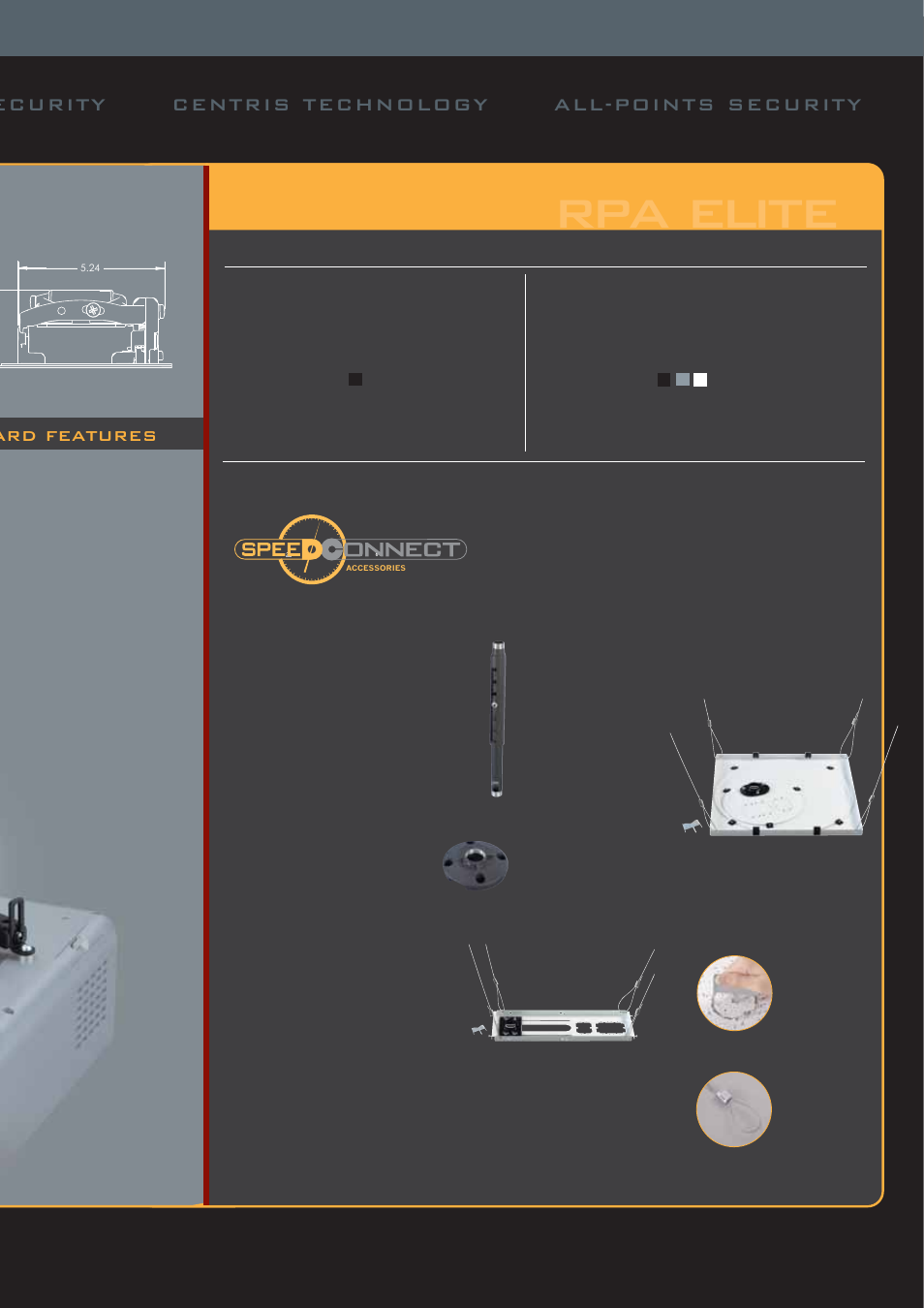 Rpa elite, Ecurity centris technology all-points security, Specifications | Ard features | Chief Manufacturing RPA4000 User Manual | Page 3 / 4