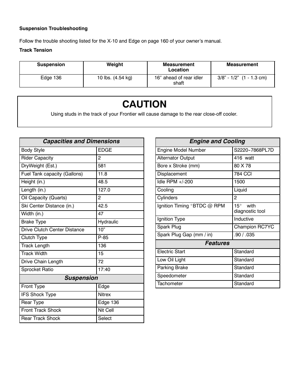 Caution | Polaris 2002 Frontier User Manual | Page 2 / 3