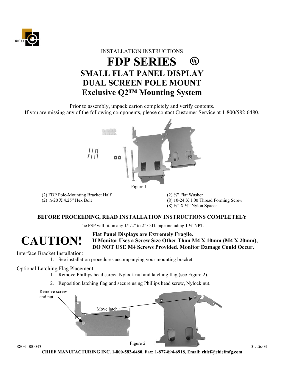 Chief Manufacturing FDP Series User Manual | 2 pages