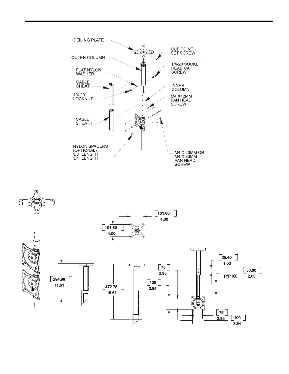 Drawings | Chief Manufacturing FHP18-110 User Manual | Page 3 / 8