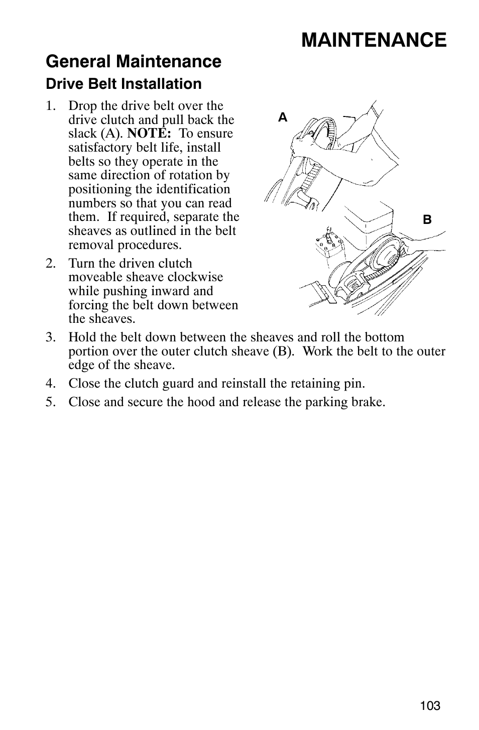 Maintenance, General maintenance | Polaris 2003 Frontier User Manual | Page 105 / 140