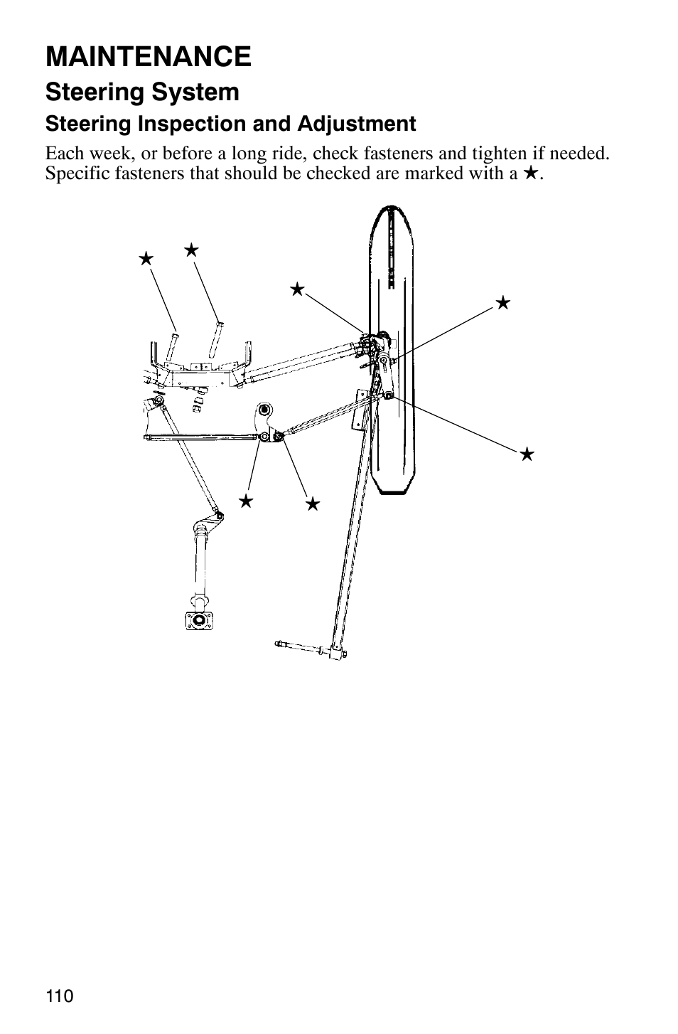 Maintenance, Steering system | Polaris 2003 Frontier User Manual | Page 112 / 140