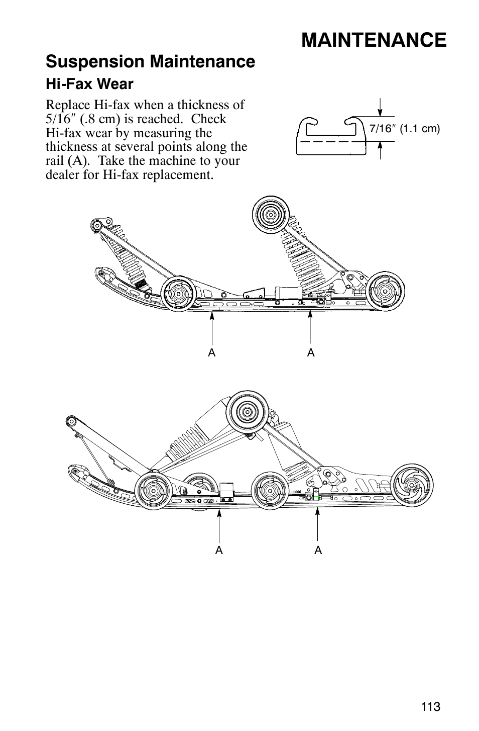 Maintenance, Suspension maintenance | Polaris 2003 Frontier User Manual | Page 115 / 140