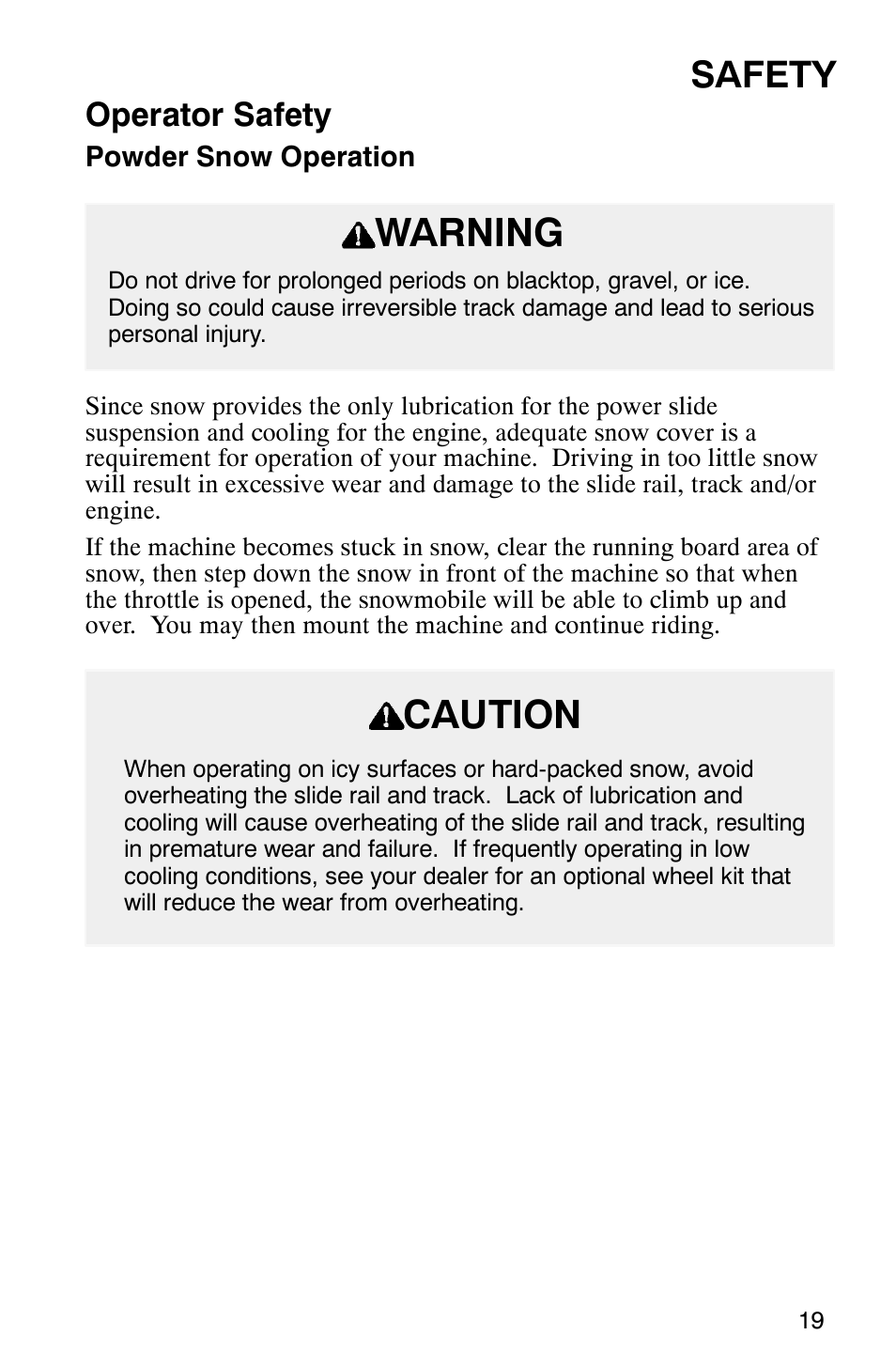 Warning, Caution, Safety | Operator safety | Polaris 2003 Frontier User Manual | Page 21 / 140