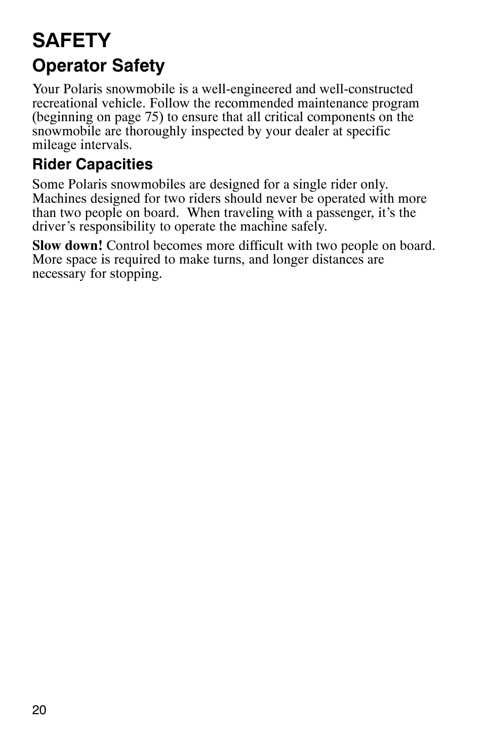Safety, Operator safety | Polaris 2003 Frontier User Manual | Page 22 / 140