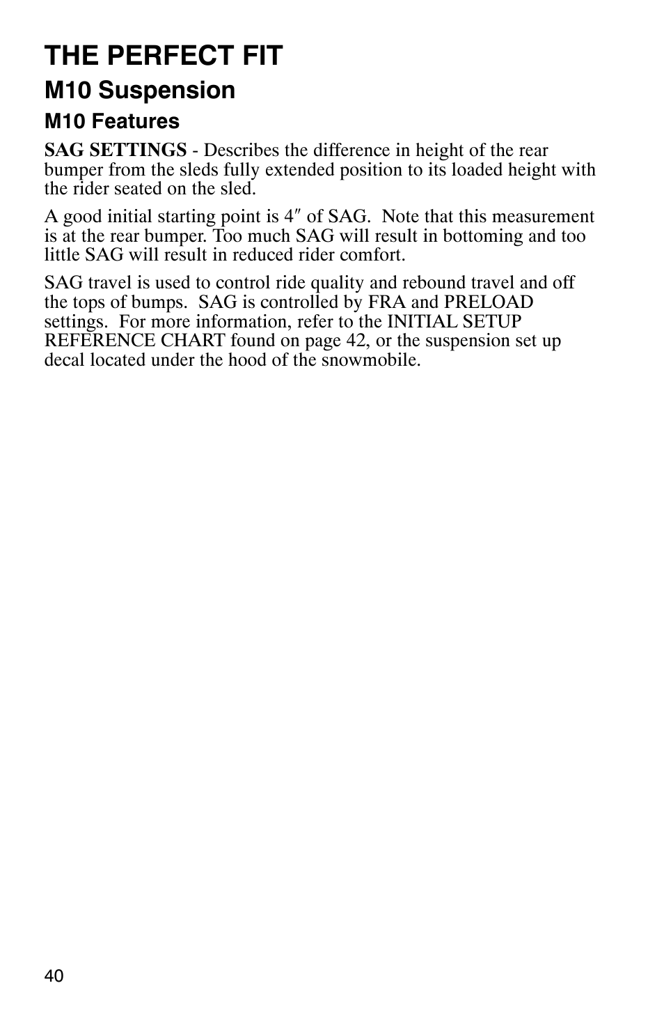 The perfect fit, M10 suspension | Polaris 2003 Frontier User Manual | Page 42 / 140
